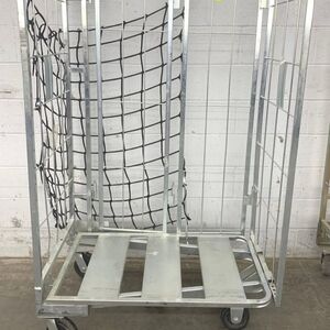 Silver and Black Mesh Storage Cart with Wheels